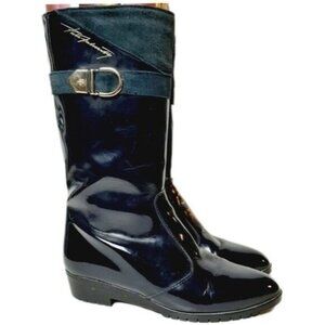 PERTTI PALMROTH Vintage Rain Boots Navy & Teal Sz 6.5